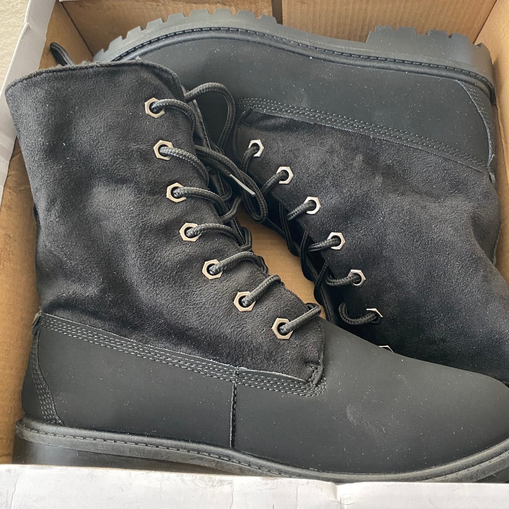 Faux Suede Lace- Up Booties